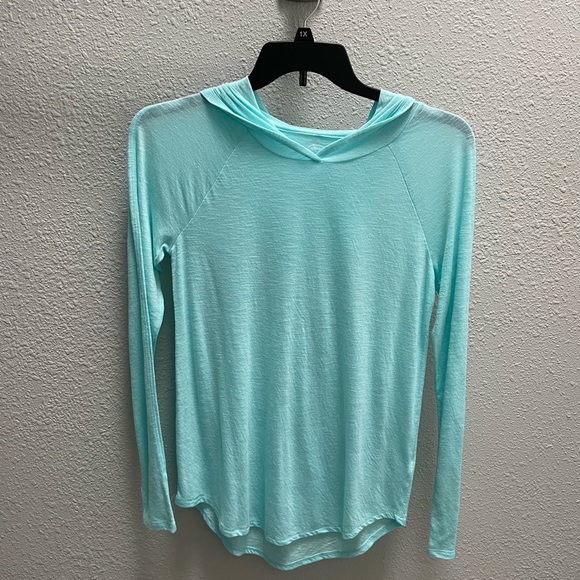 ❤️‍🔥3/$27❤️‍🔥SO - Juniors Athletic Hooded Top - Size Large - Aqua - EUC - Picture 4 of 8
